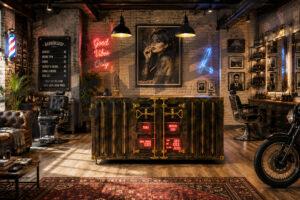 Фото индустриального стола Черный принц в Барбершопе Фото индустриального стола Черный принц в Барбершопе