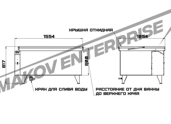 Чертеж ванны для промывки деталей 05.Т.042.11.001